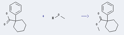 Cyclohexanecarboxylicacid, 1-phenyl- is used to produce 1-Phenylcyclohexan-1-carbonsaeure-methylester